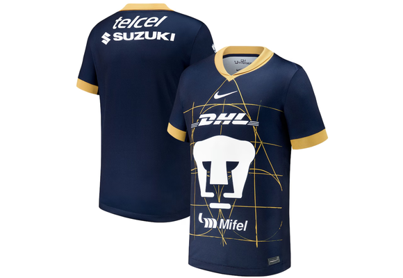 Nike Youth Pumas UNAM 2024 -25 Away Jersey - Obsidian/Truly Gold/White