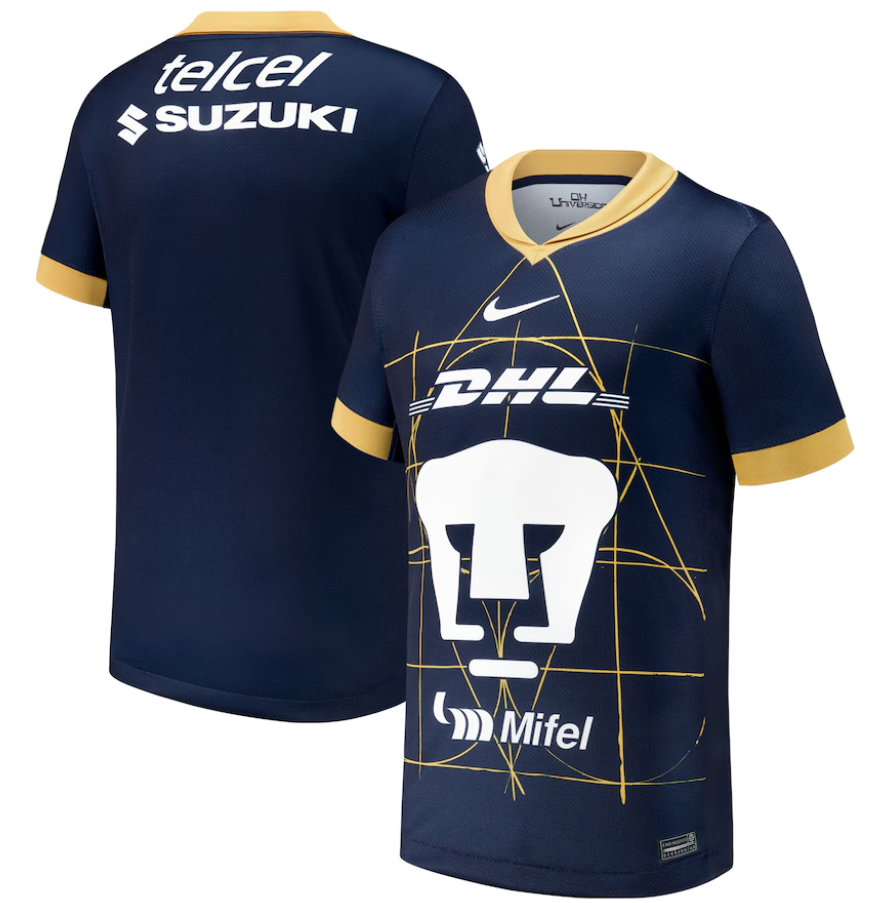 Nike Youth Pumas UNAM 2024 -25 Away Jersey - Obsidian/Truly Gold/White