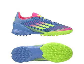 adidas F50 League TF Turf Soccer Shoes Celestial Pack - Blue Fusion/Lucid Lemon/Lucid Pink