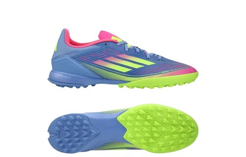 adidas F50 League TF Turf Soccer Shoes Celestial Pack - Blue Fusion/Lucid Lemon/Lucid Pink