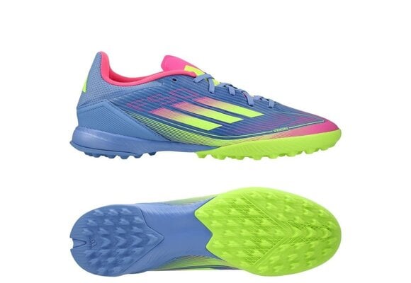 adidas F50 League TF Turf Soccer Shoes Celestial Pack - Blue Fusion/Lucid Lemon/Lucid Pink