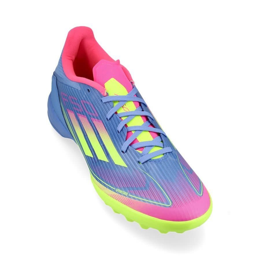 adidas F50 League TF Turf Soccer Shoes Celestial Pack - Blue Fusion/Lucid Lemon/Lucid Pink
