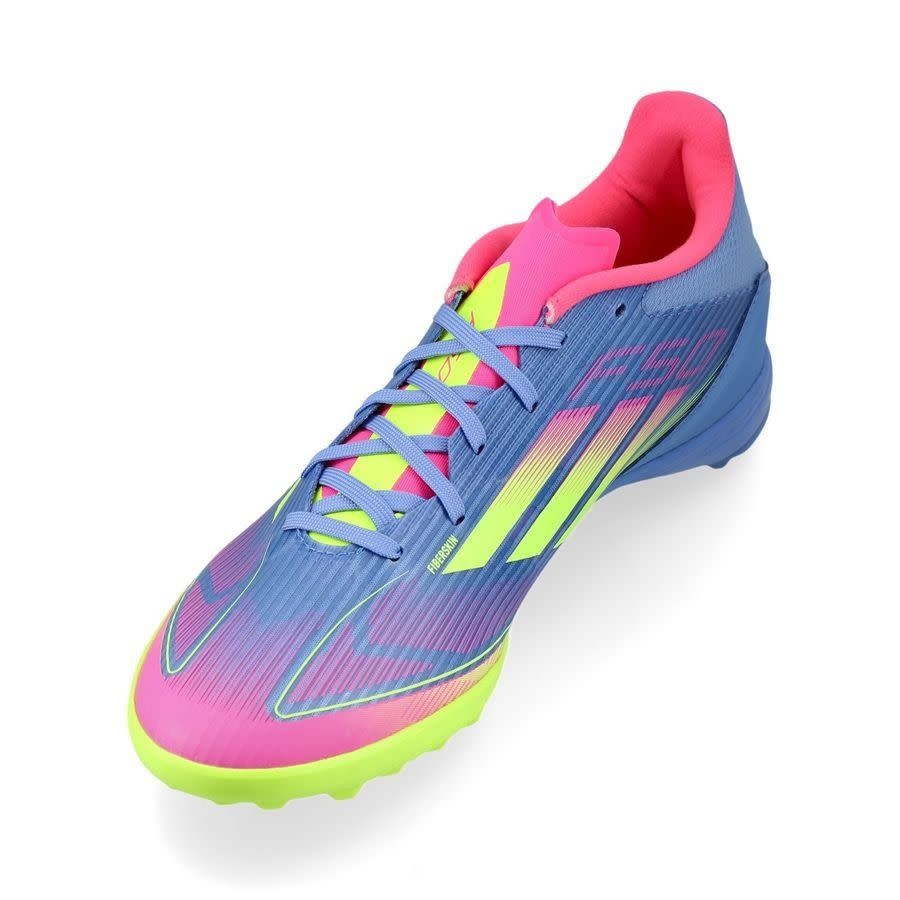 adidas F50 League TF Turf Soccer Shoes Celestial Pack - Blue Fusion/Lucid Lemon/Lucid Pink