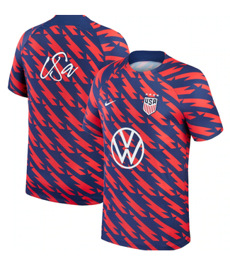Nike Nike Mens USA United States Womens WC World Cup 2023 Academy Pro Prematch Training  Jersey - Speed Red/Navy