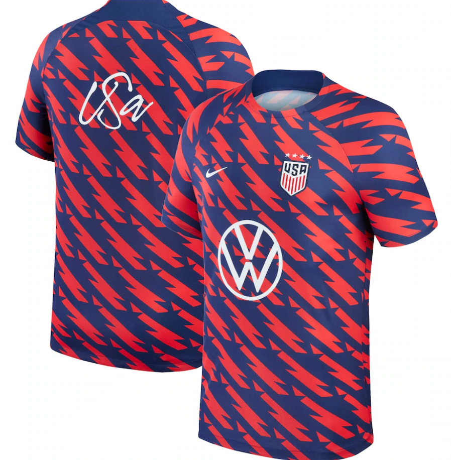 Nike Mens USA United States Womens WC World Cup 2023 Academy Pro Prematch Training Jersey - Speed Red/Navy