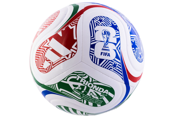 adidas FIFA World Cup 2026 Trionda Club Soccer Ball - White/Vivid Red/Glow Blue/Green