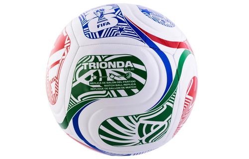 adidas FIFA World Cup 2026 Trionda Club Soccer Ball - White/Vivid Red/Glow Blue/Green