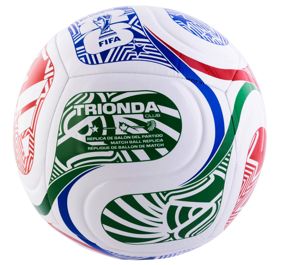 adidas FIFA World Cup 2026 Trionda Club Soccer Ball - White/Vivid Red/Glow Blue/Green
