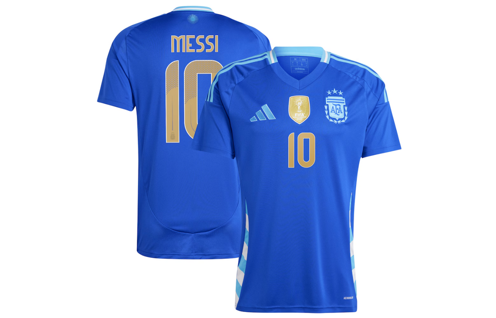 adidas Argentina Copa America 2024 Messi Away Soccer Jersey- Lucid Blue/Blue Burst