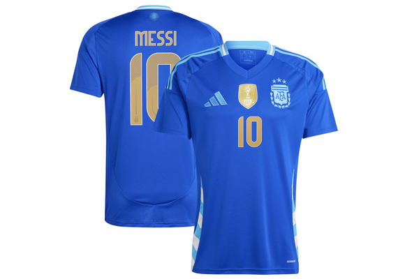 adidas Argentina Copa America 2024 Messi Away Soccer Jersey- Lucid Blue/Blue Burst