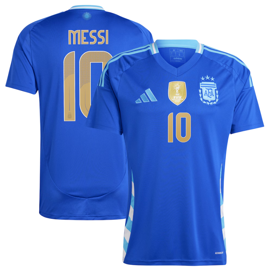 adidas Argentina Copa America 2024 Messi Away Soccer Jersey- Lucid Blue/Blue Burst