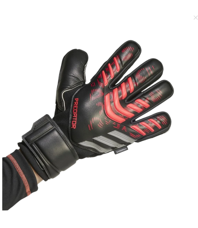 adidas adidas Predator Match Fingersave Goalkeeper Gloves - Black/Lucid Red