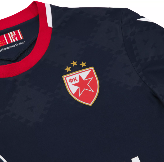 Macron Red Star Belgrade 2025 - 26 Authentic Away Jersey - Navy Blue/Red