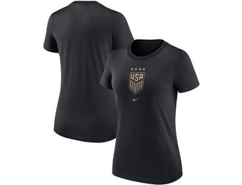Nike Womens United States USWNT 2025 Crest Shirt - Black/Gold