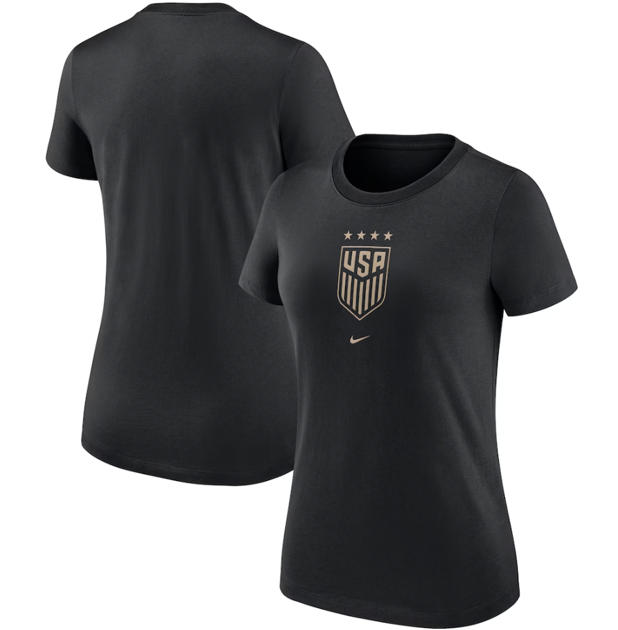 Nike Womens United States USWNT 2025 Crest Shirt - Black/Gold