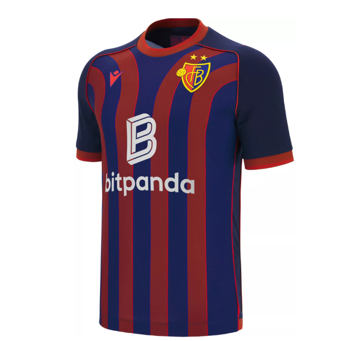Macron FC Basel 2025- 26 Authentic Home Jersey - Red/Royal Blue/Gold