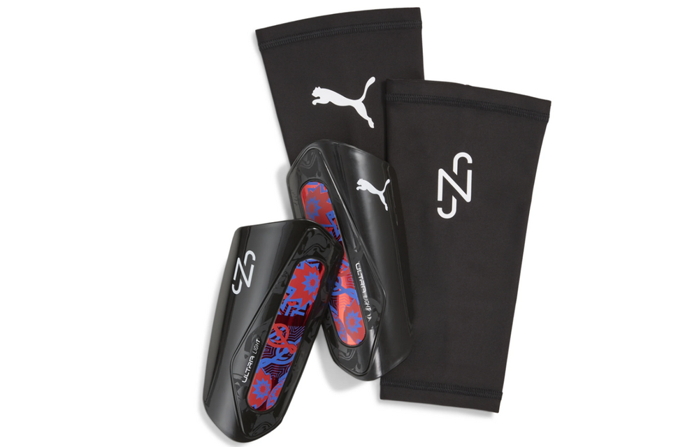 Puma 2025 Ultra Light Neymar Jr Sleeve Shin Guards - Black/Red/Blue