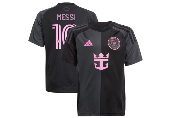 adidas Youth Inter Miami CF / Messi  #10 2025 Away Jersey - Black/Easy Pink