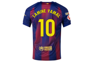 Nike Barcelona 2025 - 26 Lamine Yamal Home Jersey + La Liga Patch - Deep Royal Blue/Noble Red/Gold