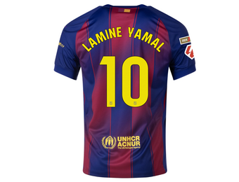 Nike Barcelona 2025 - 26 Lamine Yamal Home Jersey + La Liga Patch - Deep Royal Blue/Noble Red/Gold