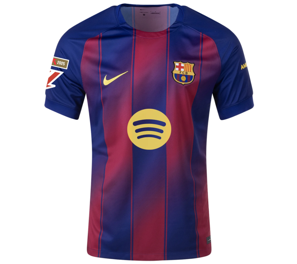Nike Barcelona 2025 - 26 Lamine Yamal Home Jersey + La Liga Patch - Deep Royal Blue/Noble Red/Gold