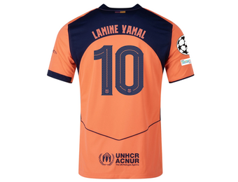 Nike Barcelona 2025 - 26 Lamine Yamal Third Jersey + UCL Patch - Orange/Dark Obsidian