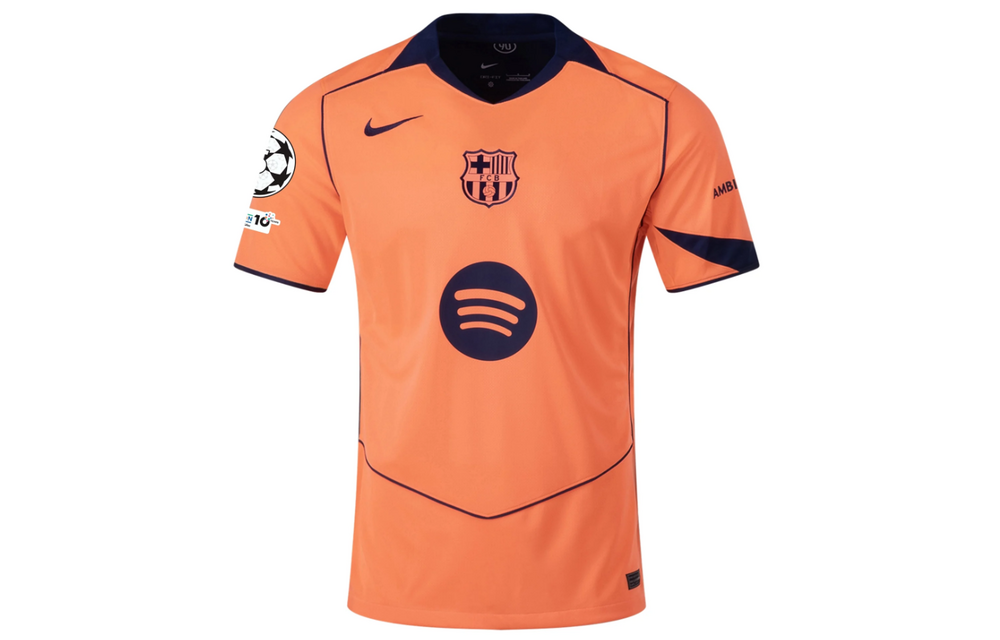 Nike Barcelona 2025 - 26 Lamine Yamal Third Jersey + UCL Patch - Orange/Dark Obsidian