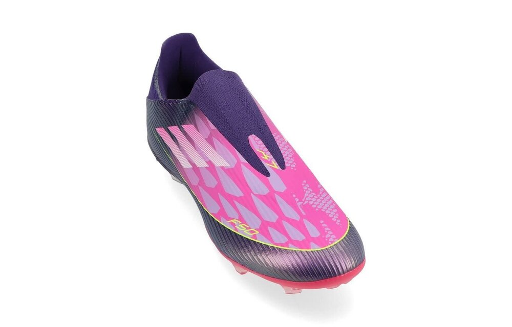 adidas F50 League Laceless Lamine Yamal FG / MG - Purple/Cloud White/Lucid Lemon