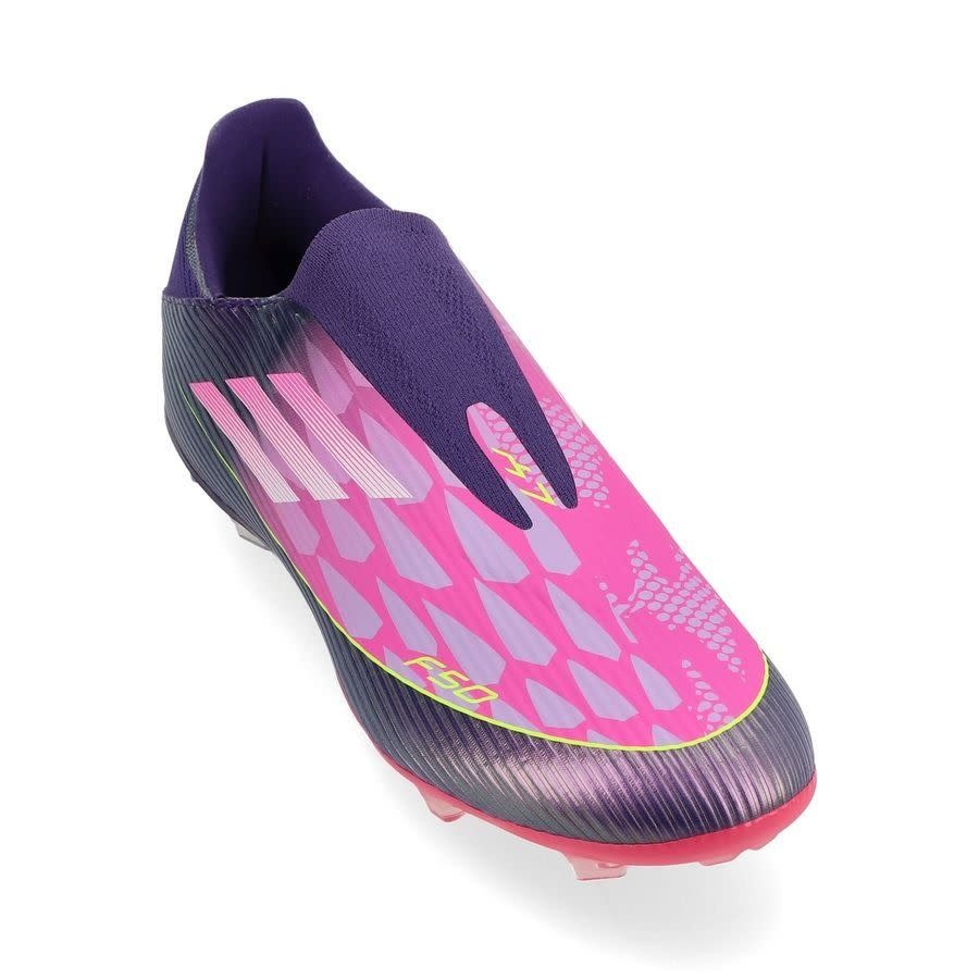 adidas F50 League Laceless Lamine Yamal FG / MG - Purple/Cloud White/Lucid Lemon