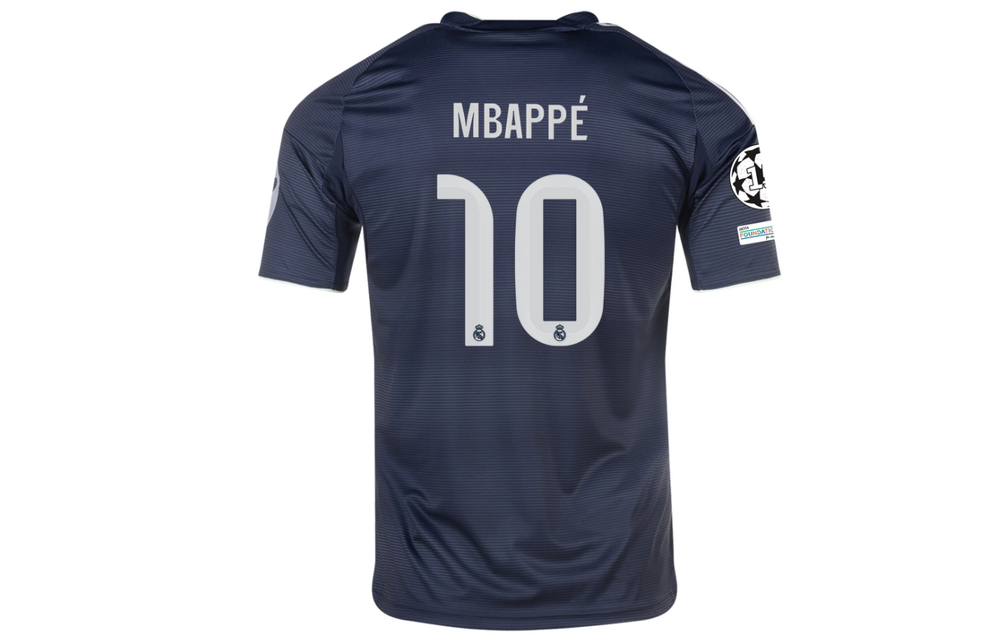 adidas Real Madrid 2025 - 26 Mbappe # 10 Away Jersey + UCL Patch - Legend Ink