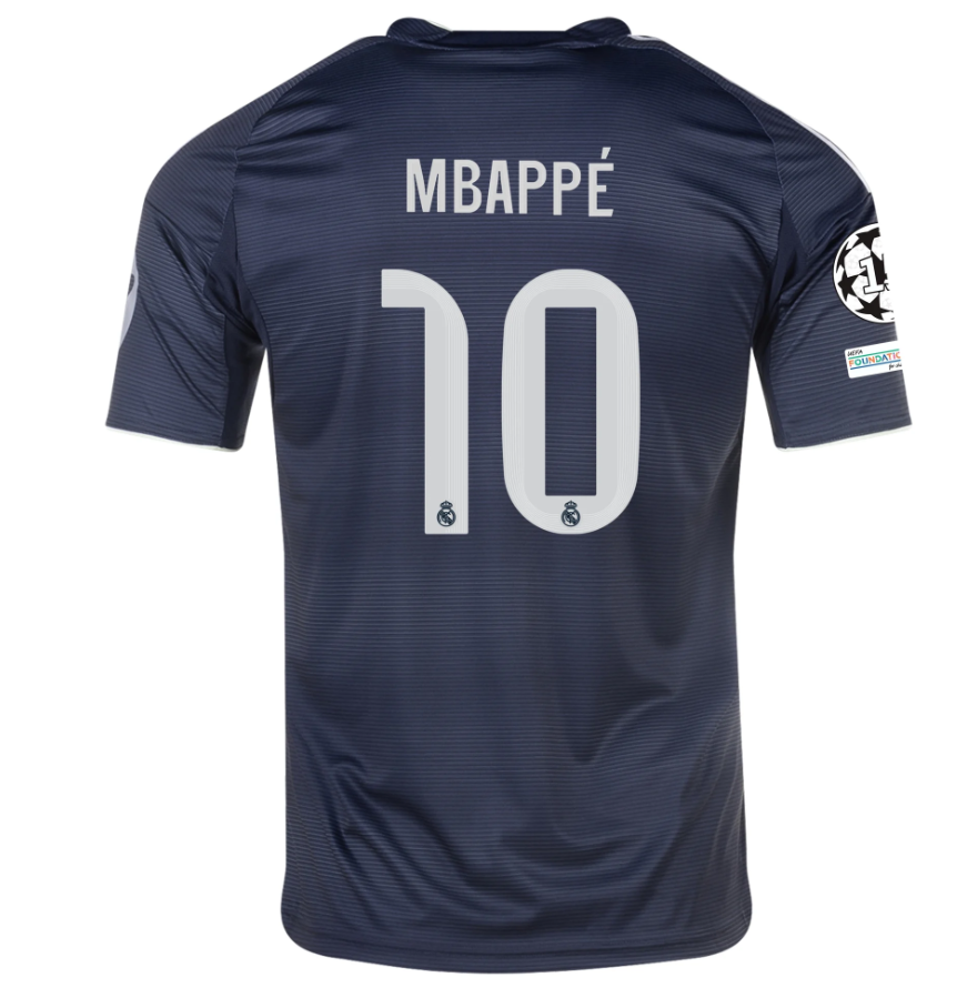 adidas Real Madrid 2025 - 26 Mbappe # 10 Away Jersey + UCL Patch - Legend Ink