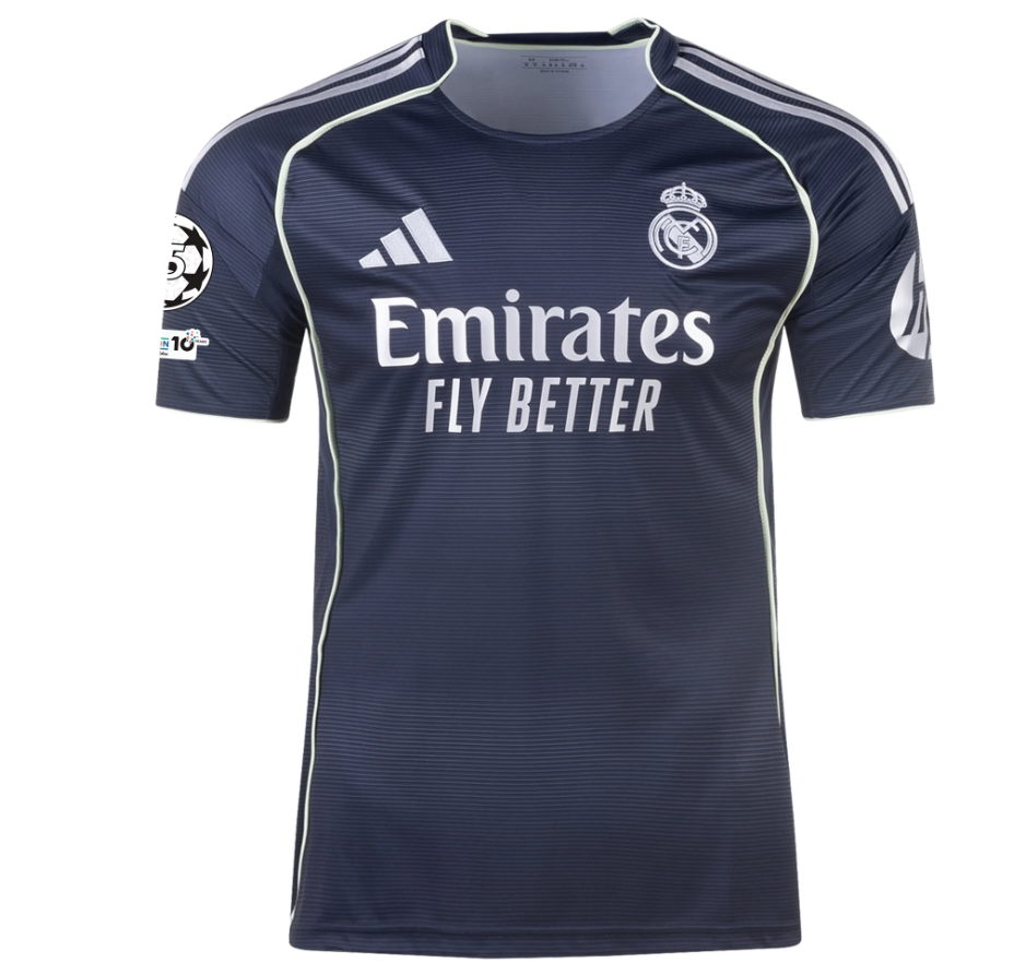 adidas Real Madrid 2025 - 26 Mbappe # 10 Away Jersey + UCL Patch - Legend Ink