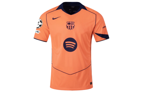 Nike Barcelona 2025 - 26 Raphinha Third Jersey + UCL Patch - Orange/Dark Obsidian