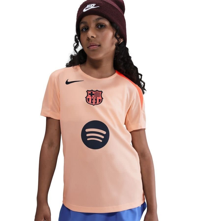 Nike Youth Barcelona 2025 - 26 Strike Prematch Training Jersey - Crimson Tint/Bright Mango/Midnight Navy