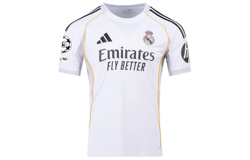 adidas Youth Real Madrid 2025 - 26 Mbappe # 10 Home Jersey + UCL Patch - White