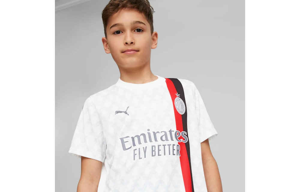 Puma AC Milan 2023 - 24 Youth Away Jersey - White/Feather Gray/Red