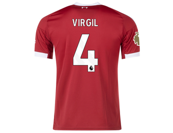 adidas Liverpool 2025 - 26 Virgil # 4 Home Jersey + PL Patch- Strawberry Red