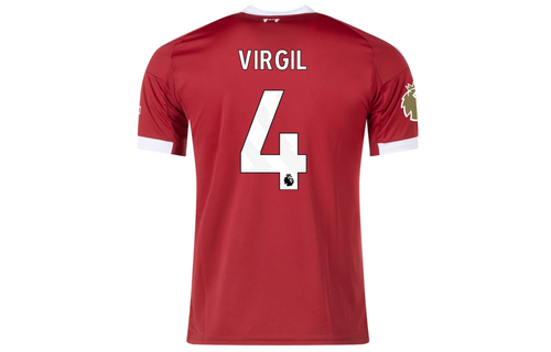 adidas Liverpool 2025 - 26 Virgil # 4 Home Jersey + PL Patch- Strawberry Red