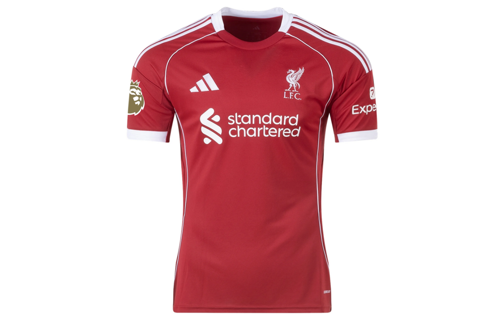 adidas Liverpool 2025 - 26 Virgil # 4 Home Jersey + PL Patch- Strawberry Red