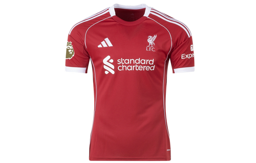 adidas Liverpool 2025 - 26 Virgil # 4 Home Jersey + PL Patch- Strawberry Red