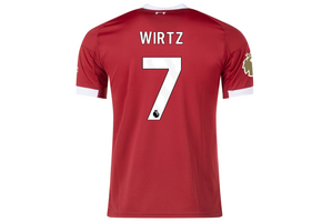 adidas Liverpool 2025 - 26 Wirtz # 7 Home Jersey + PL Patch- Strawberry Red