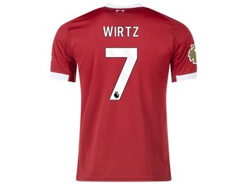 adidas Liverpool 2025 - 26 Wirtz # 7 Home Jersey + PL Patch- Strawberry Red
