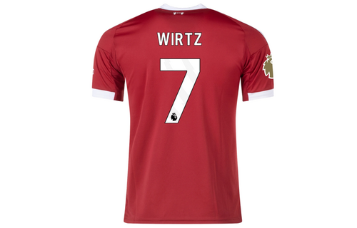 adidas Liverpool 2025 - 26 Wirtz # 7 Home Jersey + PL Patch- Strawberry Red