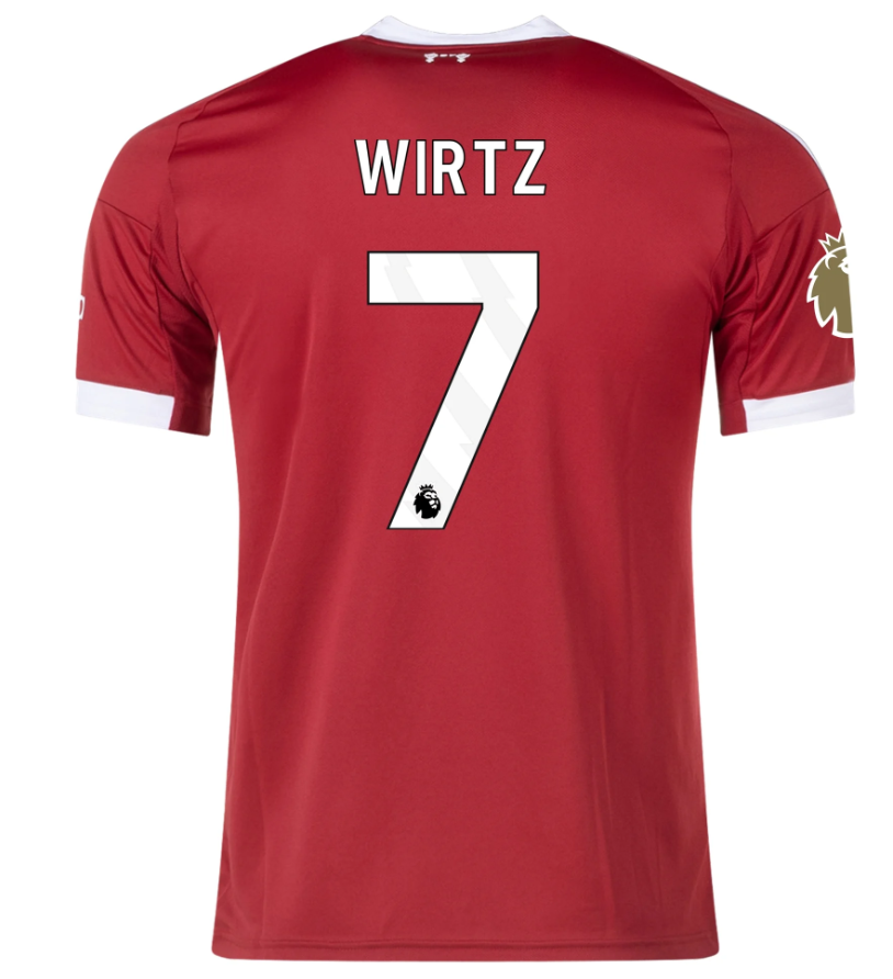 adidas Liverpool 2025 - 26 Wirtz # 7 Home Jersey + PL Patch- Strawberry Red
