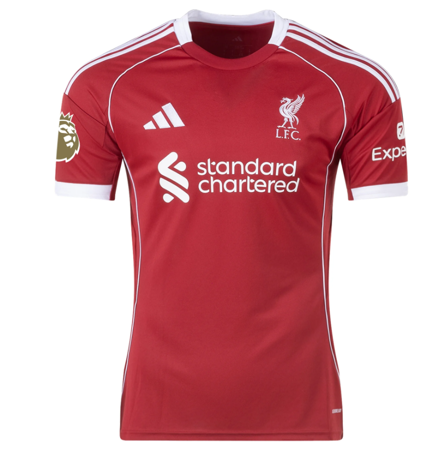 adidas Liverpool 2025 - 26 Wirtz # 7 Home Jersey + PL Patch- Strawberry Red