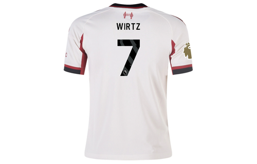 adidas Liverpool FC 2025 - 26 Youth Wirtz # 7 Away Jersey + PL Patch - Wonder White