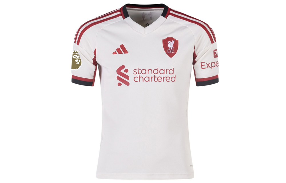 adidas Liverpool FC 2025 - 26 Youth Wirtz # 7 Away Jersey + PL Patch - Wonder White