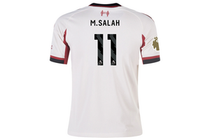 adidas Liverpool FC 2025 - 26 Youth M. Salah # 11 Away Jersey + PL Patch - Wonder White