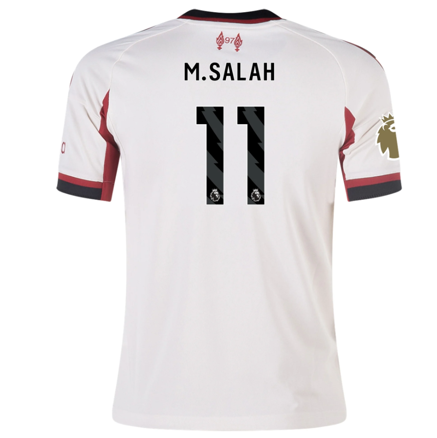 adidas Liverpool FC 2025 - 26 Youth M. Salah # 11 Away Jersey + PL Patch - Wonder White