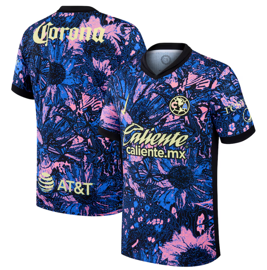 Nike Club America 2024-25 Authentic Third Jersey - Medium Blue/Black/Lemon Chiffon